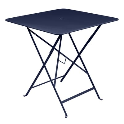 Bistro Klapptisch / 71 x 71 cm - mit Sonnenschirmloch - Fermob blau en metall