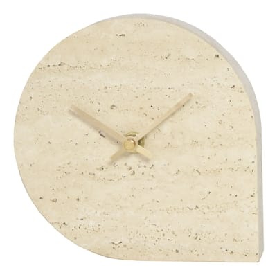 Stilla Standuhr / Travertin - Ø 16 cm - AYTM beige en stein