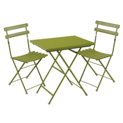 Arc en Ciel Tisch und Sitzgarnitur Set aus 2 Stühlen + 1 Tisch (70 x 50 cm) - Emu grün en metall