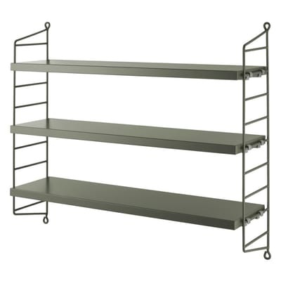 String® Pocket Regal / MDF - L 60 x H 50 cm - String Furniture grün en metall/holz