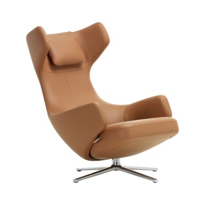 Grand Repos Gepolsterter Sessel / Dreh- & neigbar - Leder - Vitra braun en leder