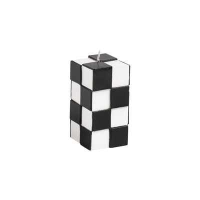 Check Small Kerze / 1 Docht - H 8 cm - & klevering weiß/schwarz en wachs
