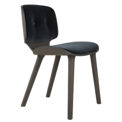 Nut Dining Gepolsterter Stuhl / Nubukleder - Moooi blau en leder/holz