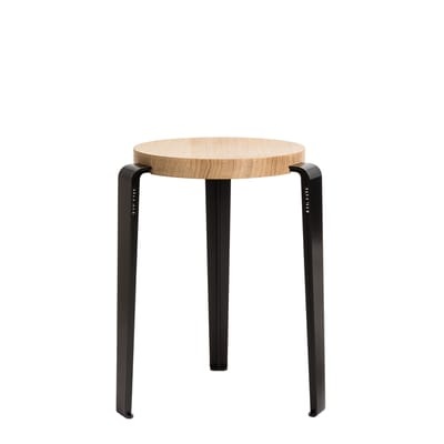 Lou Stappelbarer Hocker / H 45 cm - Stahl & Eiche - TIPTOE schwarz/holz natur en metall/holz