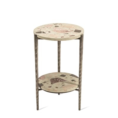 Nougat Beistelltisch / Ø 37 x H 55 cm - Terrazzo - Pols Potten weiß en stein
