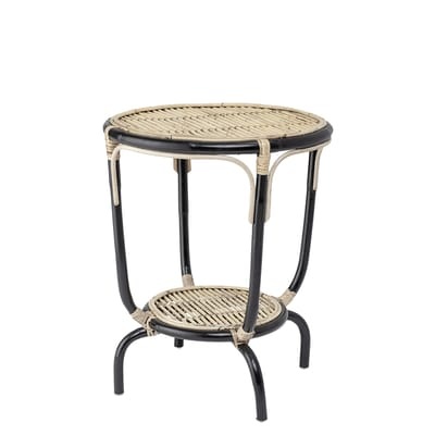 Beistelltisch Aliana faser holz schwarz beige / Rattan - Ø 50 x H 60 cm - Bloomingville schwarz en faser