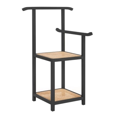 Majordomo Stummer Diener / Stuhl - Holz & Strohgeflecht - Wiener GTV Design schwarz en faser/holz