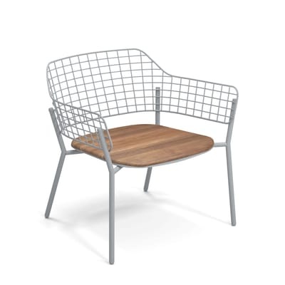 Lyze Lounge Sessel / Sitzfläche Teakholz - Emu grau/holz natur en metall/holz