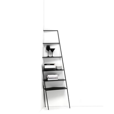 Mama' small Eck-Regal / Trompe l?oeil-Effekt - H 166 cm - Mogg schwarz en metall
