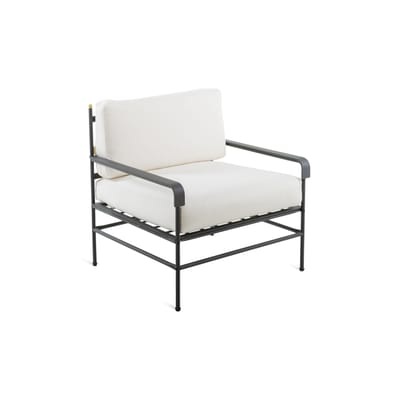 Toscana Gepolsterter Sessel / Eisen & Stoff - Unopiu weiß/grau/schwarz en metall/textil