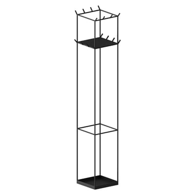 Slim Irony Kleiderständer mit Fuß / 34 x 34 cm x H 169 cm - Mit Regal - Zeus schwarz en metall
