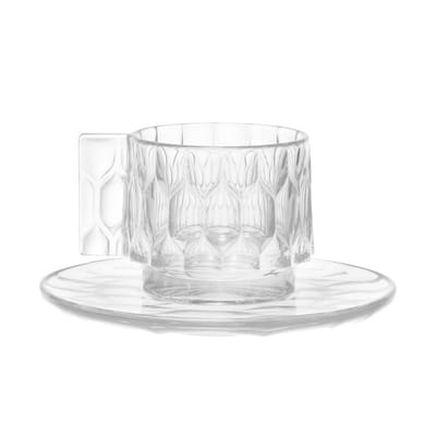 Jellies Family Kaffeetasse / Set aus Tasse und Untertasse - Kartell transparent en plastikmaterial
