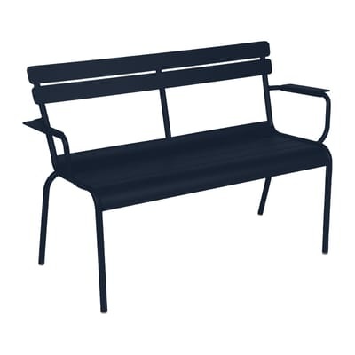 Luxembourg Bank mit Rückenlehne / 2-Sitzer - L 131 cm - Fermob blau en metall