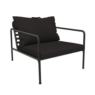 Avon Gepolsterter Sessel / Stoff & Stahl - Houe schwarz en metall