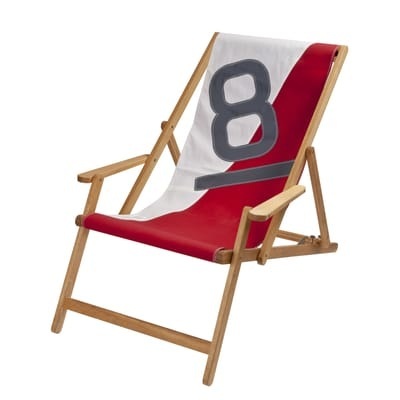 Liege Transat holz weiß rot grau / 3 Positionen - recyceltes Schiffssegel - 727 Sailbags weiß en holz