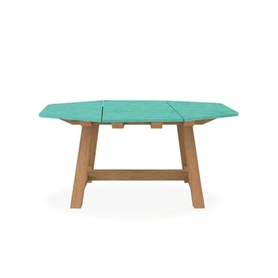 Rafael Octogonal quadratischer Tisch / 160 x 160 cm - Lavastein & gebürstetes Teakholz - 8 Personen - Ethimo grün en stein