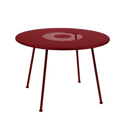 Runder Tisch Lorette metall rot / Ø 110 cm - perforiertes Metall - Fermob rot en metall