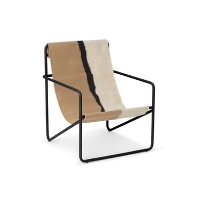 Desert Kindersessel / Gestell schwarz - Plastikflaschen-Recycling - Ferm Living weiß/beige en textil