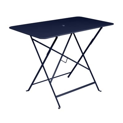 Bistro Klapptisch / 97 x 57 cm - für 4 Personen - mit Sonnenschirmloch - Fermob blau en metall