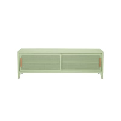 B2 Bas Perforé TV Möbel / 120 x H 51 cm - Griffe aus Eiche - Tolix grün en metall