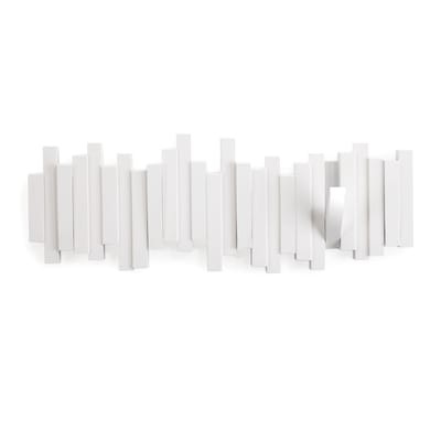 Sticks Wandgarderobe / 5 ausklappbare Garderobenhaken - L 48 cm - Umbra weiß en plastikmaterial