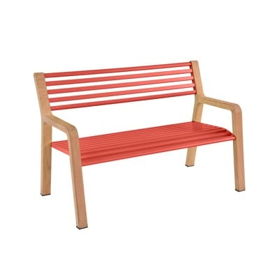Bank mit Rückenlehne Somerset metall rot orange holz natur / Holz & Metall - L 122 cm - Fermob rot en metall