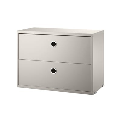 String® System Kiste / 2 Schubladen - L 58 x T 30 cm - String Furniture beige en holz