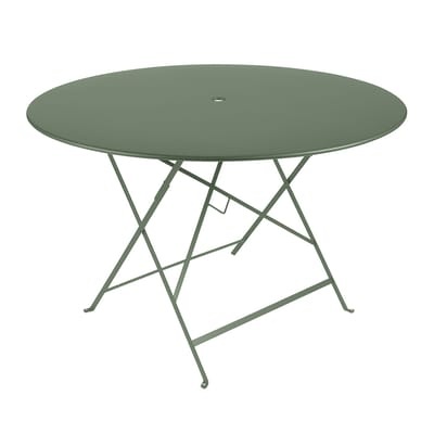 Bistro Klapptisch / Ø 117 cm - mit Sonnenschirmloch - Fermob grün en metall