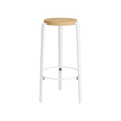 Lou Stappelbarer Hocker / H 45 cm - Stahl & Eiche - TIPTOE weiß/holz natur en metall/holz