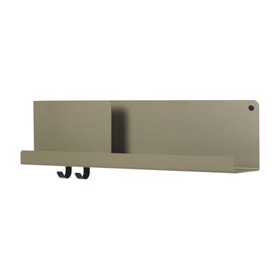 Folded Medium Regal / L 62 cm - Metall - 2 Haken + 1 Ablagefach - Muuto grün en metall