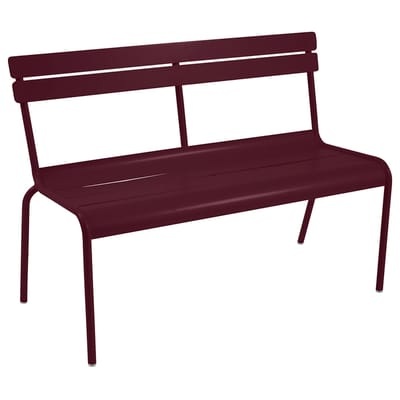 Luxembourg Bank mit Rückenlehne / 2-3 places - L 118 cm - Aluminium - Fermob rot en metall