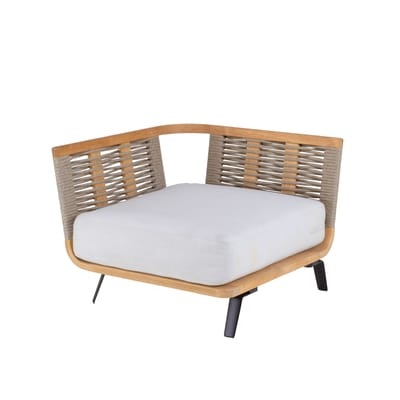 Welcome Sofa modulierbar / Modul Armlehne rechts - L 90 cm / Teakholz & Seil - Unopiu weiß/holz natur en textil/holz