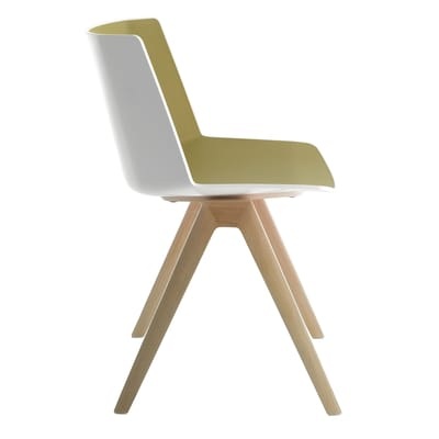 Stuhl Aïku plastikmaterial weiß grün holz natur / Stuhlbeine aus Eiche - MDF Italia weiß en plastikmaterial