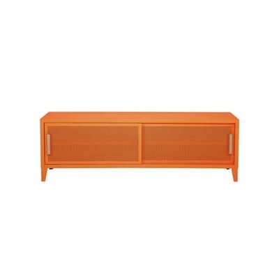 B2 Bas Perforé TV Möbel / 120 x H 51 cm - Griffe aus Eiche - Tolix orange en metall