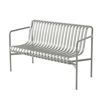 Palissade Bank mit Rückenlehne / L 128 cm - R & E Bouroullec - Hay grau en metall