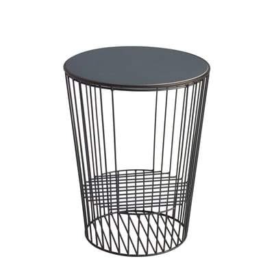 Ernestin Beistelltisch / Zeitungsständer - Ø 35 x H 44 cm - Hartô schwarz en metall/holz