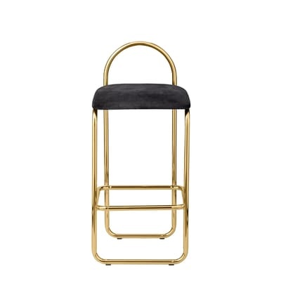 Barhocker Angui Small metall textil grau schwarz gold / Velours - AYTM grau en metall