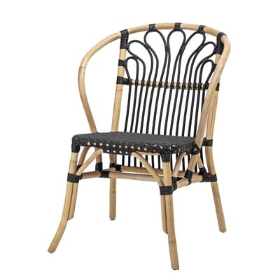 Sessel / Rattan - Bloomingville schwarz/beige en faser/holz