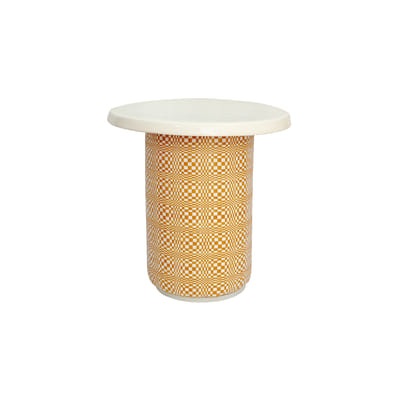 Veneta Table d?appoint / Ø 50 - Keramik & Leder / Limitierte Ausgabe - POPUS EDITIONS gelb en leder