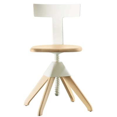 Tuffy Drehstuhl / Holz & Kunststoff - höhenverstellbar - Magis weiß/holz natur en plastikmaterial/holz
