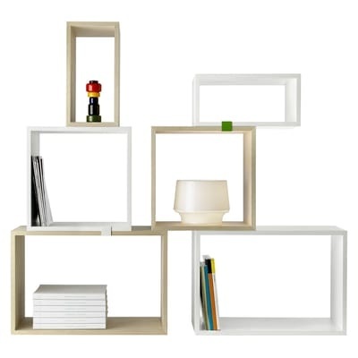 Stacked Regal großes rechteckiges Modul - Muuto weiß en holz