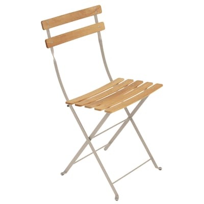 Bistro Klappstuhl / Metall & Holz - Fermob beige en holz