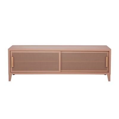 B2 Bas Perforé TV Möbel / 160 x H 51 cm - Griffe aus Eiche - Tolix rosa en metall