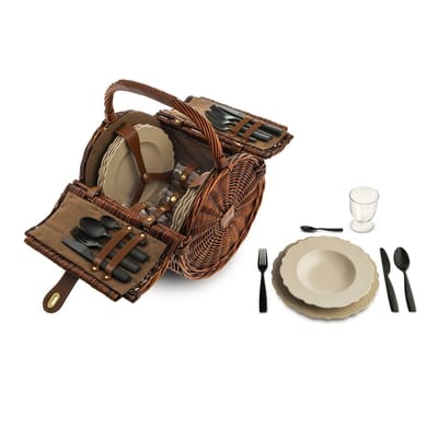 Dressed en plein air Picknick-Set / Für 4 Personen - Weidenkorb - Alessi holz natur en plastikmaterial