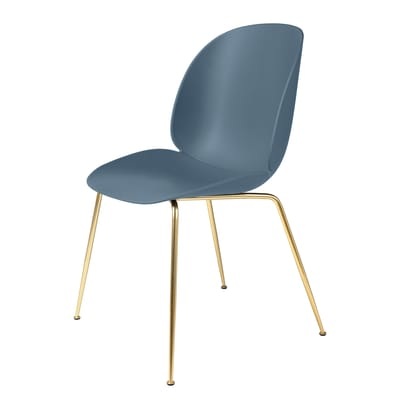 Beetle Stuhl / Gamfratesi - Stuhlbeine Messing - Gubi blau/grau en metall/plastikmaterial