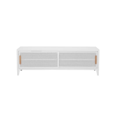 B2 Bas Perforé TV Möbel / 120 x H 51 cm - Griffe aus Eiche - Tolix weiß en metall
