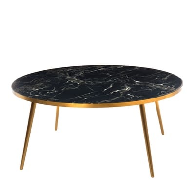 Couchtisch / Ø 80 x H 35 - Marmor-Optik - Pols Potten schwarz en plastikmaterial/stein