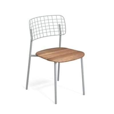 Lyze Stapelbarer Stuhl / Sitzfläche Teakholz - Emu grau/holz natur en metall/holz