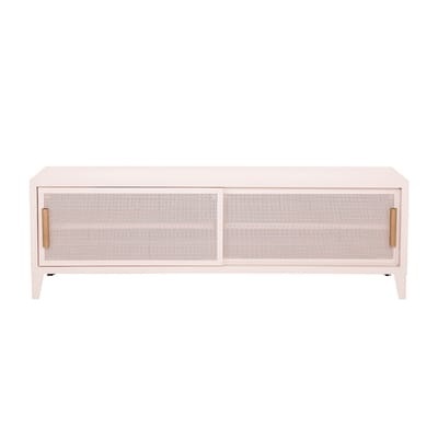 B2 Bas Perforé TV Möbel / 160 x H 51 cm - Griffe aus Eiche - Tolix rosa en metall