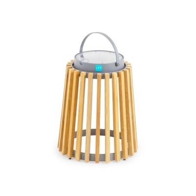Solare Solarlampe / Teakholz - H 40 cm / Solaraufladung oder über USB-Anschluss - Unopiu holz natur en holz